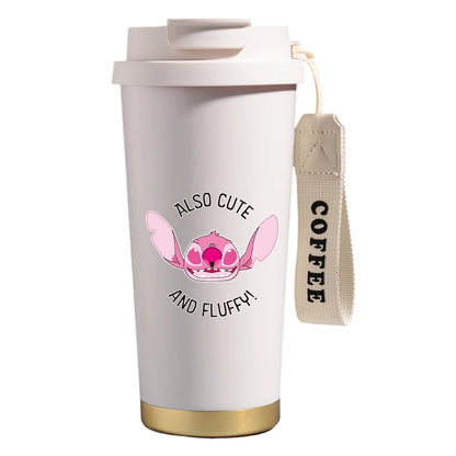 Mug térmico de acero inoxidable con bombilla. Para líquidos fríos y calientes. Diseño Stitch. 500 ml