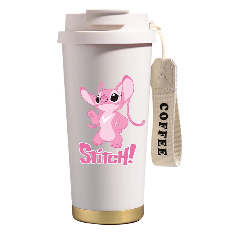 Mug térmico de acero inoxidable con bombilla. Para líquidos fríos y calientes. Diseño Stitch. 500 ml