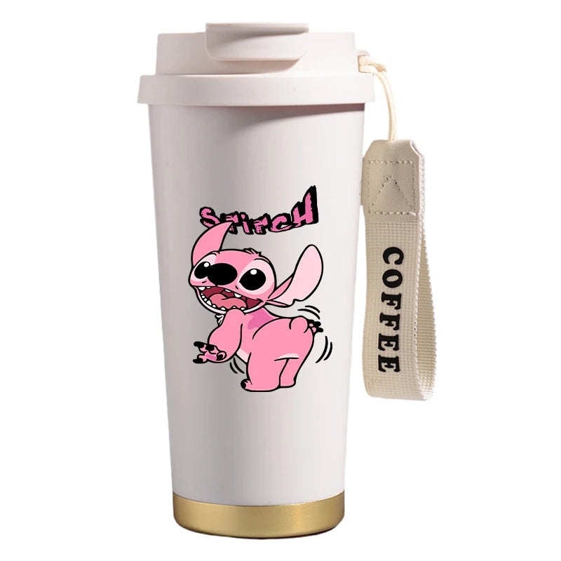 Mug térmico de acero inoxidable con bombilla. Para líquidos fríos y calientes. Diseño Stitch. 500 ml