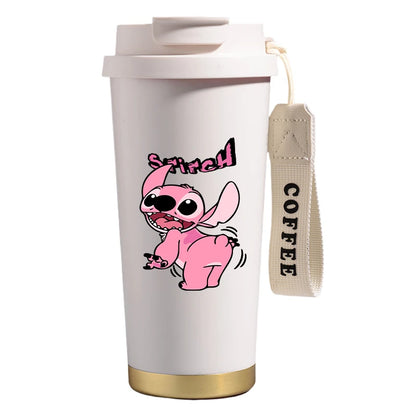 Mug térmico de acero inoxidable con bombilla. Para líquidos fríos y calientes. Diseño Stitch. 500 ml