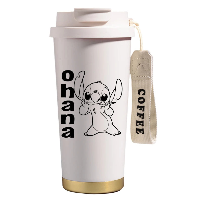 Mug térmico de acero inoxidable con bombilla. Para líquidos fríos y calientes. Diseño Stitch. 500 ml