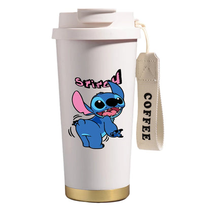 Mug térmico de acero inoxidable con bombilla. Para líquidos fríos y calientes. Diseño Stitch. 500 ml