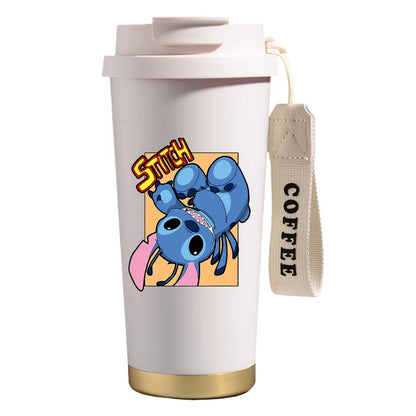 Mug térmico de acero inoxidable con bombilla. Para líquidos fríos y calientes. Diseño Stitch. 500 ml
