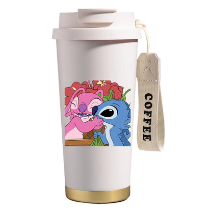 Mug térmico de acero inoxidable con bombilla. Para líquidos fríos y calientes. Diseño Stitch. 500 ml