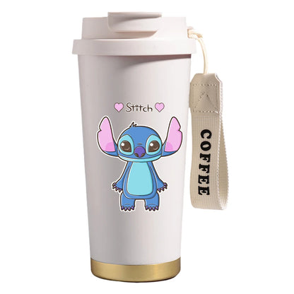 Mug térmico de acero inoxidable con bombilla. Para líquidos fríos y calientes. Diseño Stitch. 500 ml