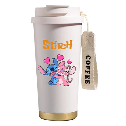 Mug térmico de acero inoxidable con bombilla. Para líquidos fríos y calientes. Diseño Stitch. 500 ml