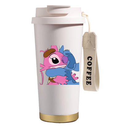 Mug térmico de acero inoxidable con bombilla. Para líquidos fríos y calientes. Diseño Stitch. 500 ml