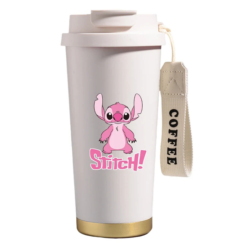 Mug térmico de acero inoxidable con bombilla. Para líquidos fríos y calientes. Diseño Stitch. 500 ml