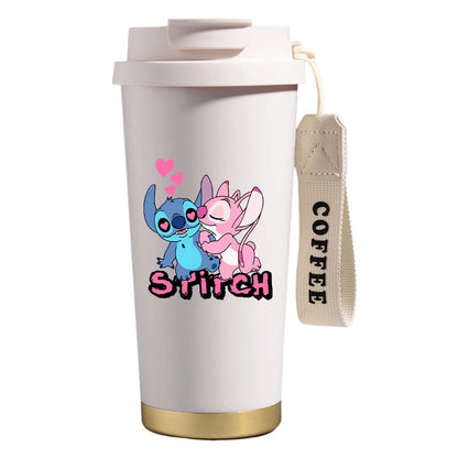 Mug térmico de acero inoxidable con bombilla. Para líquidos fríos y calientes. Diseño Stitch. 500 ml