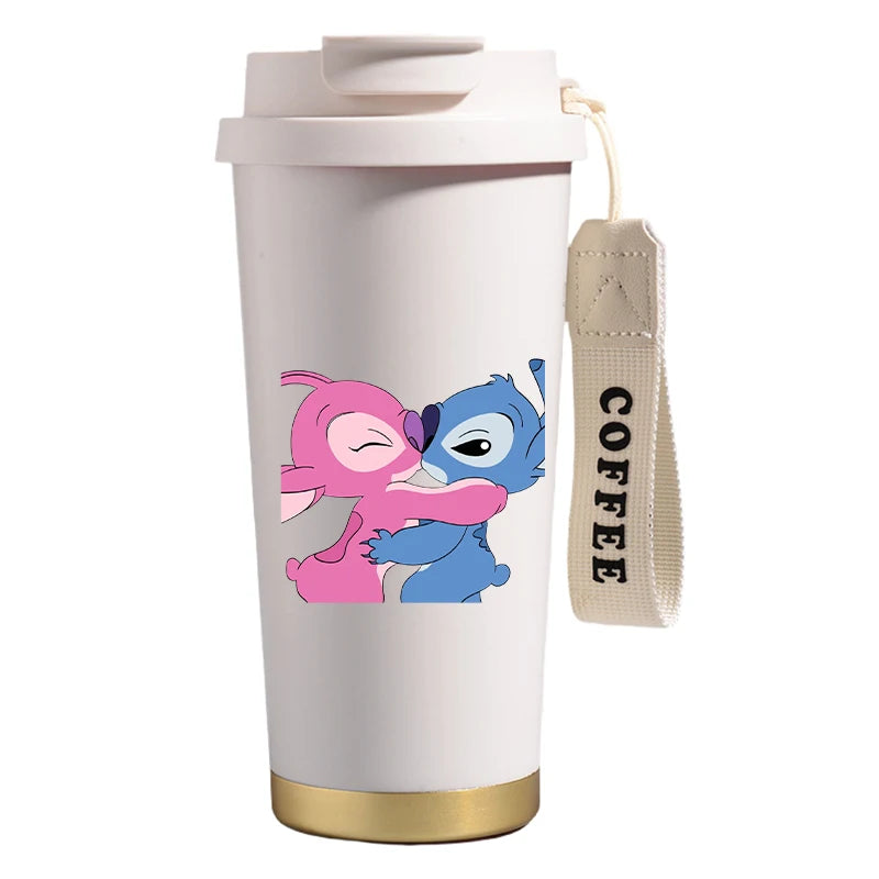 Mug térmico de acero inoxidable con bombilla. Para líquidos fríos y calientes. Diseño Stitch. 500 ml