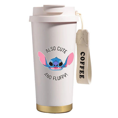 Mug térmico de acero inoxidable con bombilla. Para líquidos fríos y calientes. Diseño Stitch. 500 ml