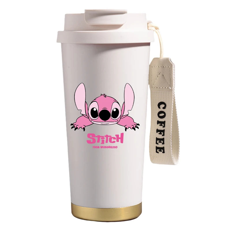 Mug térmico de acero inoxidable con bombilla. Para líquidos fríos y calientes. Diseño Stitch. 500 ml