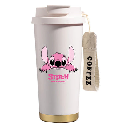 Mug térmico de acero inoxidable con bombilla. Para líquidos fríos y calientes. Diseño Stitch. 500 ml
