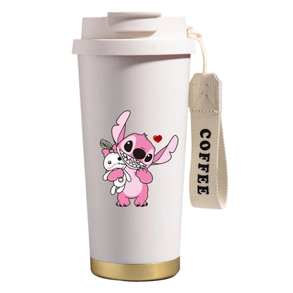Mug térmico de acero inoxidable con bombilla. Para líquidos fríos y calientes. Diseño Stitch. 500 ml