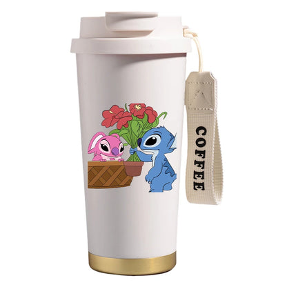 Mug térmico de acero inoxidable con bombilla. Para líquidos fríos y calientes. Diseño Stitch. 500 ml