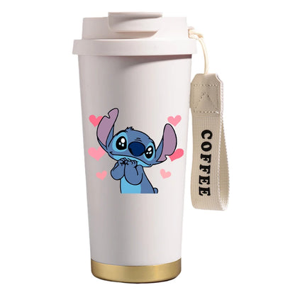 Mug térmico de acero inoxidable con bombilla. Para líquidos fríos y calientes. Diseño Stitch. 500 ml