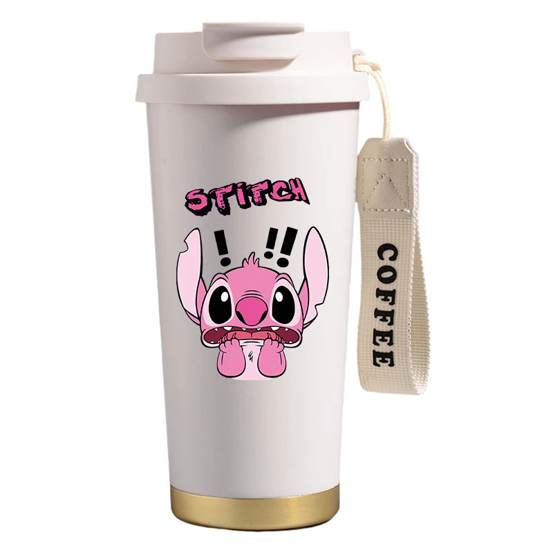 Mug térmico de acero inoxidable con bombilla. Para líquidos fríos y calientes. Diseño Stitch. 500 ml