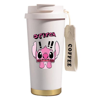 Mug térmico de acero inoxidable con bombilla. Para líquidos fríos y calientes. Diseño Stitch. 500 ml