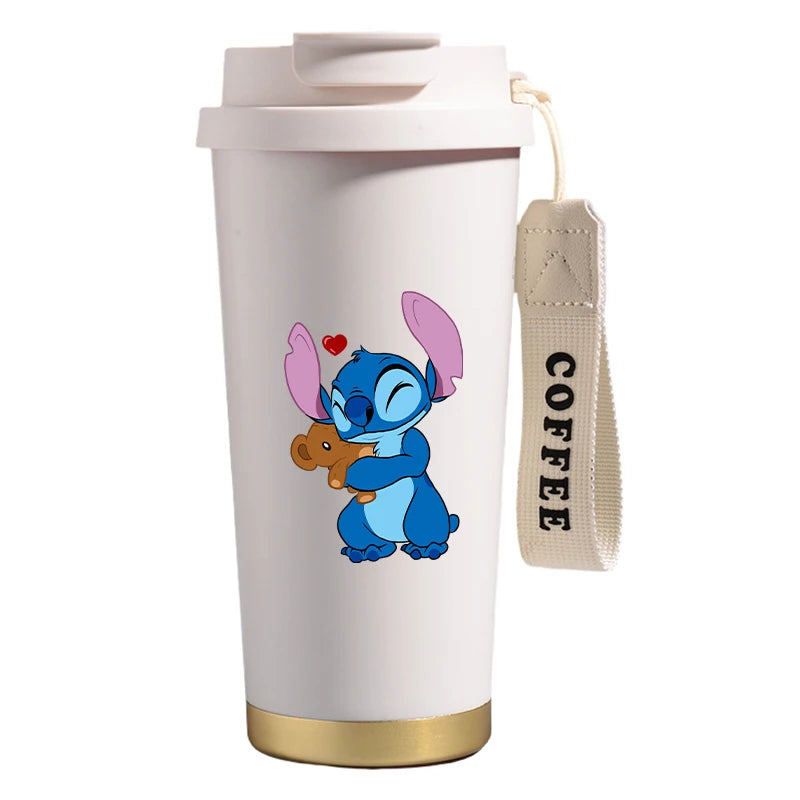 Mug térmico de acero inoxidable con bombilla. Para líquidos fríos y calientes. Diseño Stitch. 500 ml
