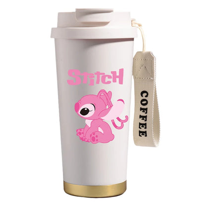 Mug térmico de acero inoxidable con bombilla. Para líquidos fríos y calientes. Diseño Stitch. 500 ml
