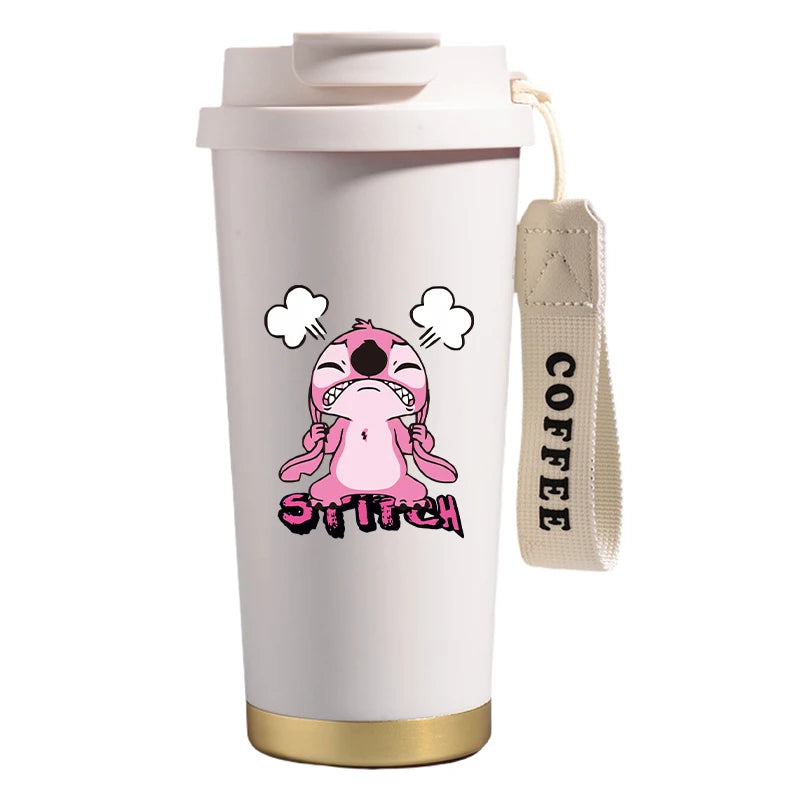 Mug térmico de acero inoxidable con bombilla. Para líquidos fríos y calientes. Diseño Stitch. 500 ml