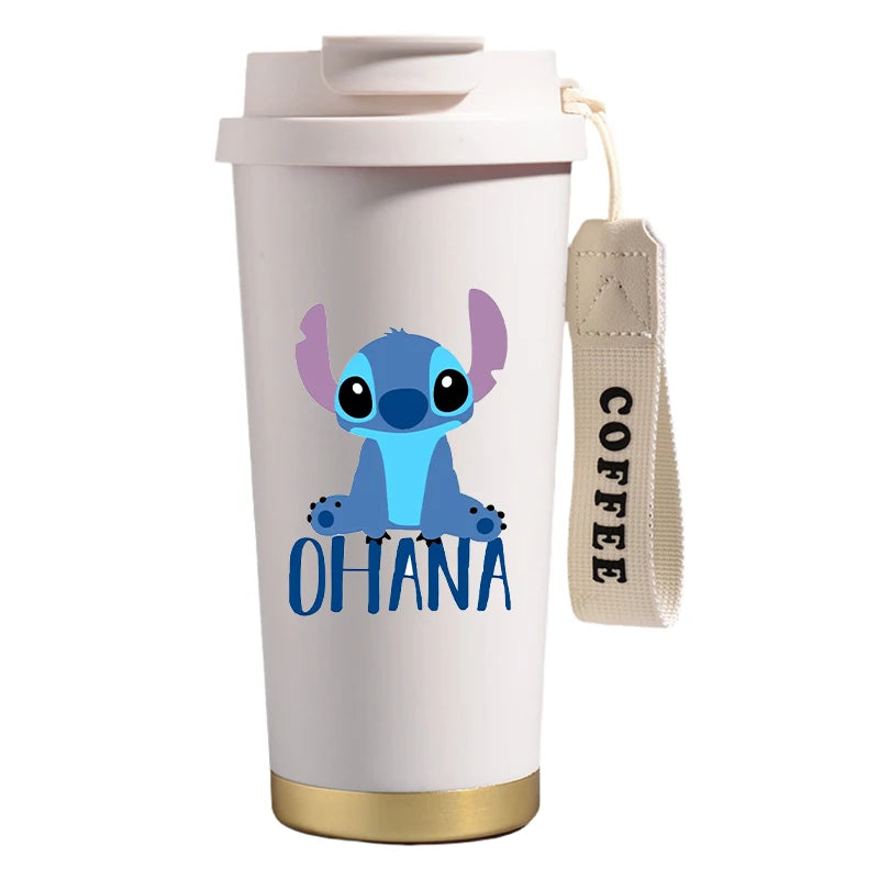 Mug térmico de acero inoxidable con bombilla. Para líquidos fríos y calientes. Diseño Stitch. 500 ml