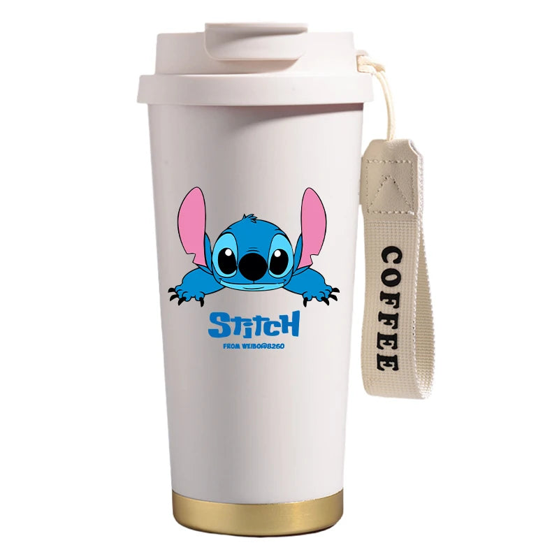 Mug térmico de acero inoxidable con bombilla. Para líquidos fríos y calientes. Diseño Stitch. 500 ml