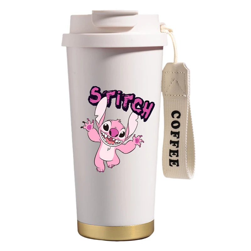 Mug térmico de acero inoxidable con bombilla. Para líquidos fríos y calientes. Diseño Stitch. 500 ml
