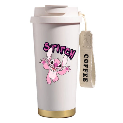Mug térmico de acero inoxidable con bombilla. Para líquidos fríos y calientes. Diseño Stitch. 500 ml