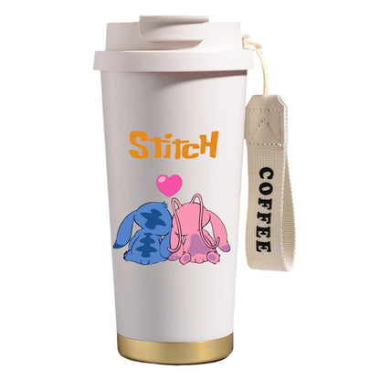 Mug térmico de acero inoxidable con bombilla. Para líquidos fríos y calientes. Diseño Stitch. 500 ml
