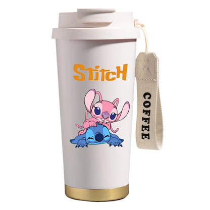 Mug térmico de acero inoxidable con bombilla. Para líquidos fríos y calientes. Diseño Stitch. 500 ml