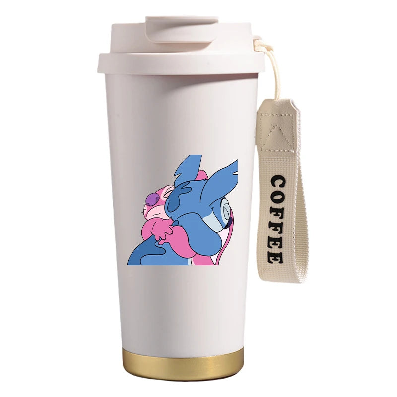 Mug térmico de acero inoxidable con bombilla. Para líquidos fríos y calientes. Diseño Stitch. 500 ml