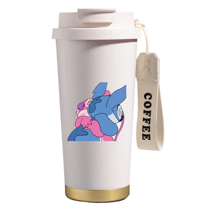 Mug térmico de acero inoxidable con bombilla. Para líquidos fríos y calientes. Diseño Stitch. 500 ml