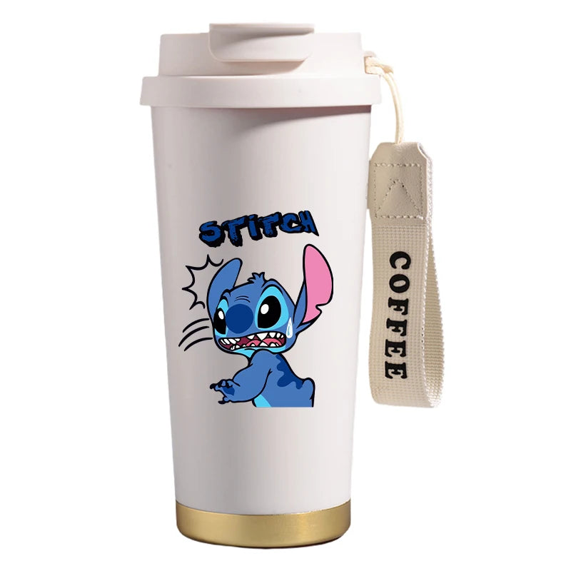 Mug térmico de acero inoxidable con bombilla. Para líquidos fríos y calientes. Diseño Stitch. 500 ml