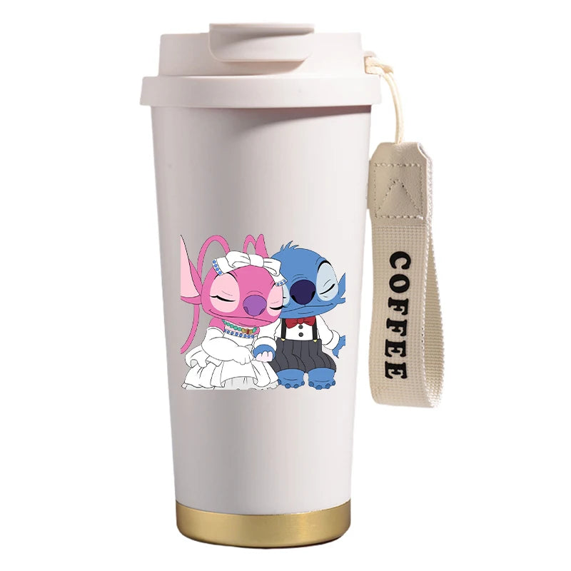 Mug térmico de acero inoxidable con bombilla. Para líquidos fríos y calientes. Diseño Stitch. 500 ml