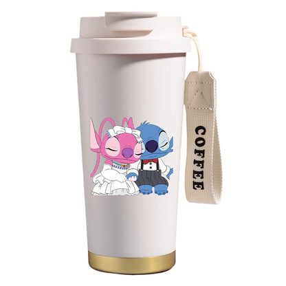 Mug térmico de acero inoxidable con bombilla. Para líquidos fríos y calientes. Diseño Stitch. 500 ml